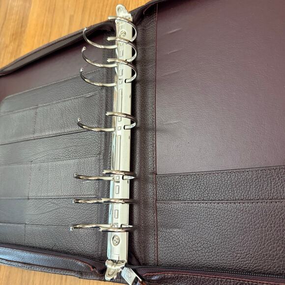 Franklin Quest Planner Brown Reddish Pebbled Leather Full Zip Large - Picture 4 of 16